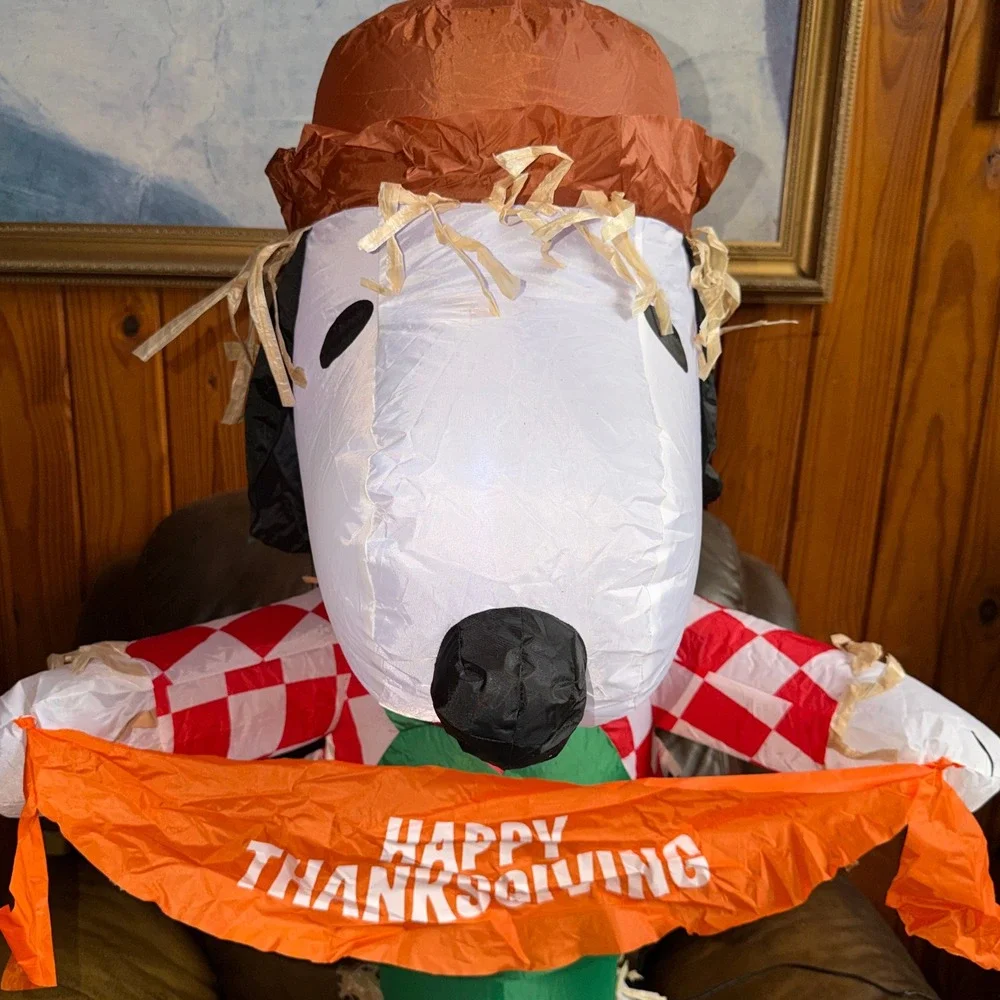 Peanuts 3.5ft Snoopy Scarecrow Thanksgiving Airblown Inflatable TESTED 7 WORKING